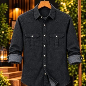 Dark Grey Black Denim Shirt for Men – প্রিমিয়াম ডেনিম শার্ট