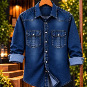 Mid Blue Classic Denim Shirt for Men – প্রিমিয়াম ক্লাসিক ব্লু ডেনিম শার্ট